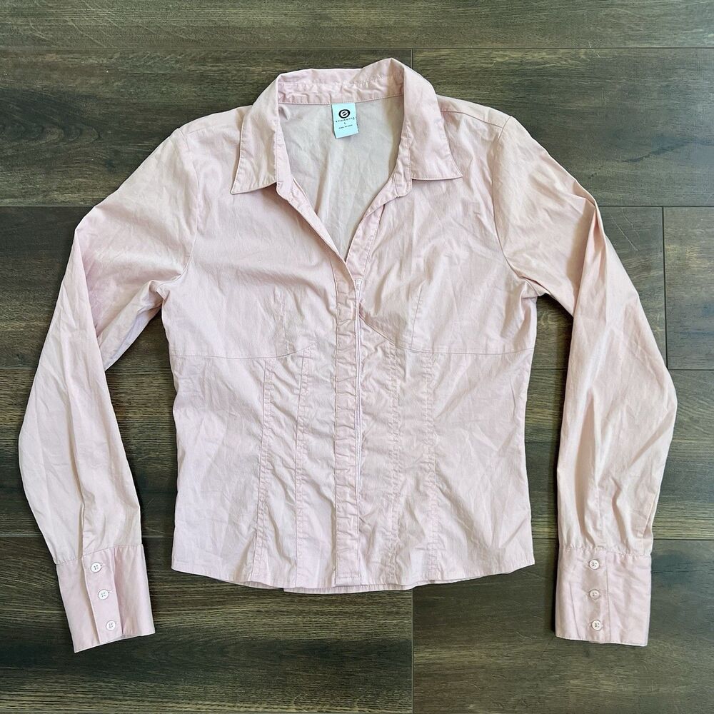 VTG y2k Ellemenno Pink Shirt Women's Teen Size Large 90’s USA
